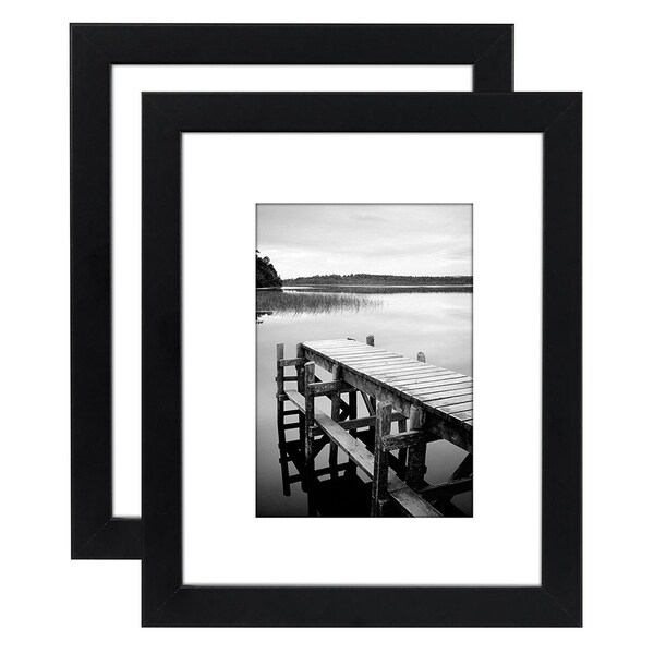 Americanflat 2-Pack, 8x10 Black Picture Frames - Made to Display Pictures 5x7 with Mats or 8x10 Without Mats