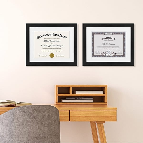 Americanflat 11x14 Diploma Frame with Mat for 8.5x11, Black, 2 Pack
