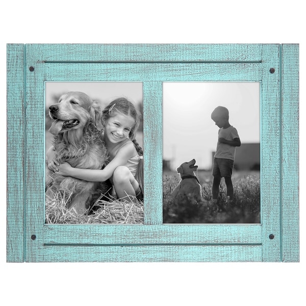 Americanflat Blue 5x7 Collage Distressed Wood Frame - Made to Display 5x7 Photos - Ready To Hang or Stand With Built in Easel…