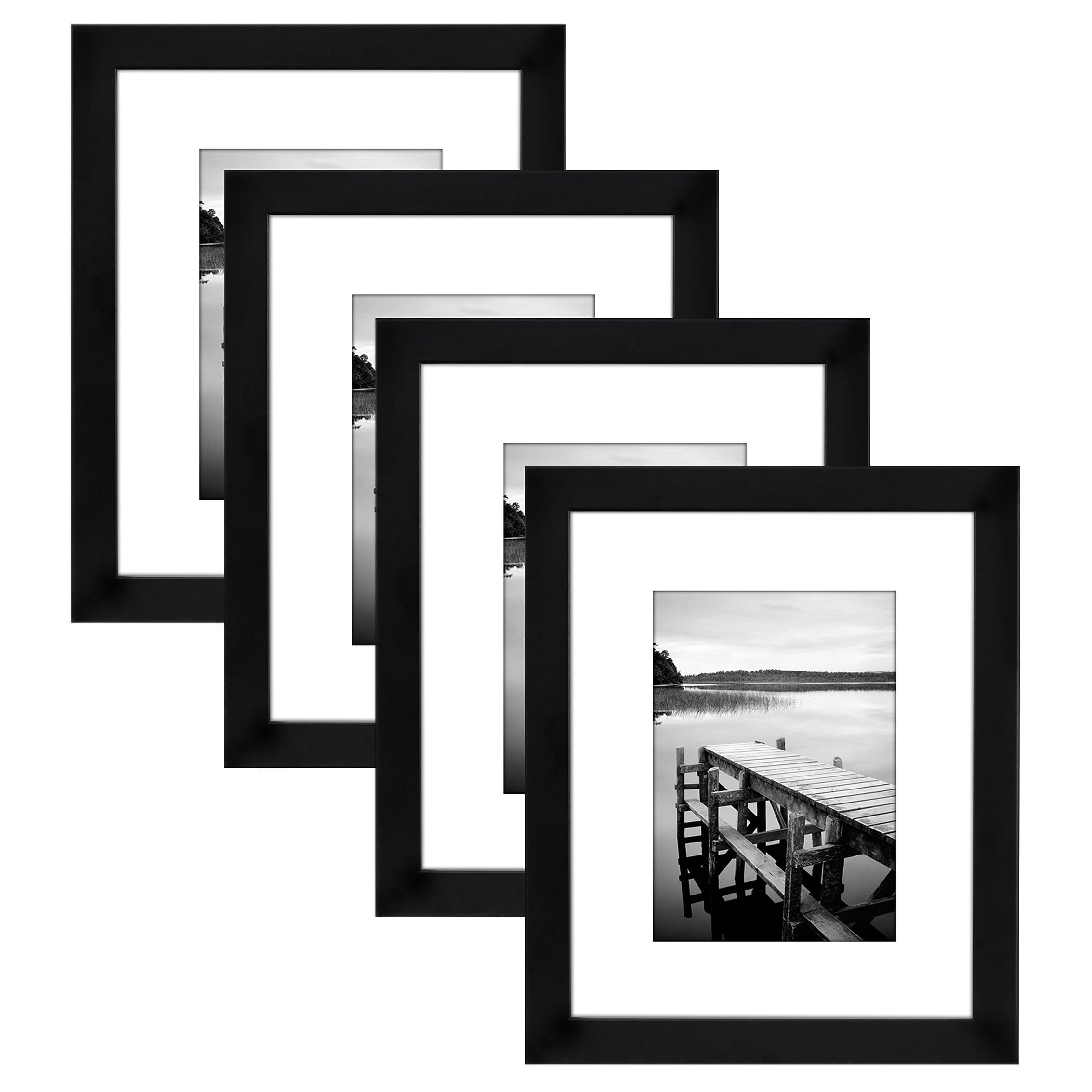 8x10 Ornate Black Photo Frames One Glass & Slate Gray/Black Mat for 5x7 