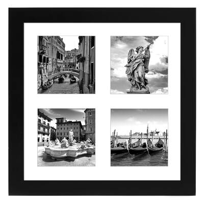 Americanflat Top Rated Black Collage Picture Frame, Made for Four Photos Sized 4x4 Inch, Smartphone Collection, Glass Size 10x10