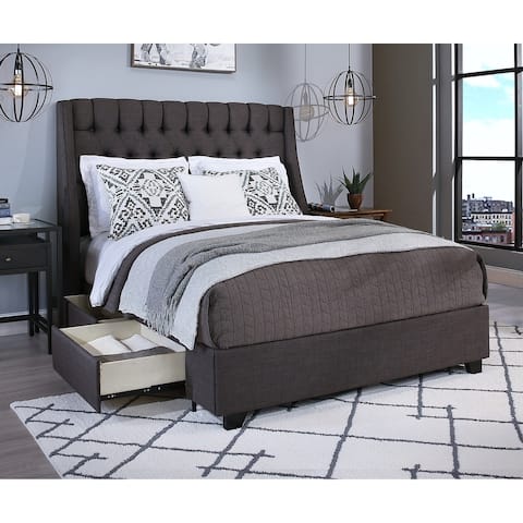 Cambridge Upholstered Tufted Wingback Storage Bed