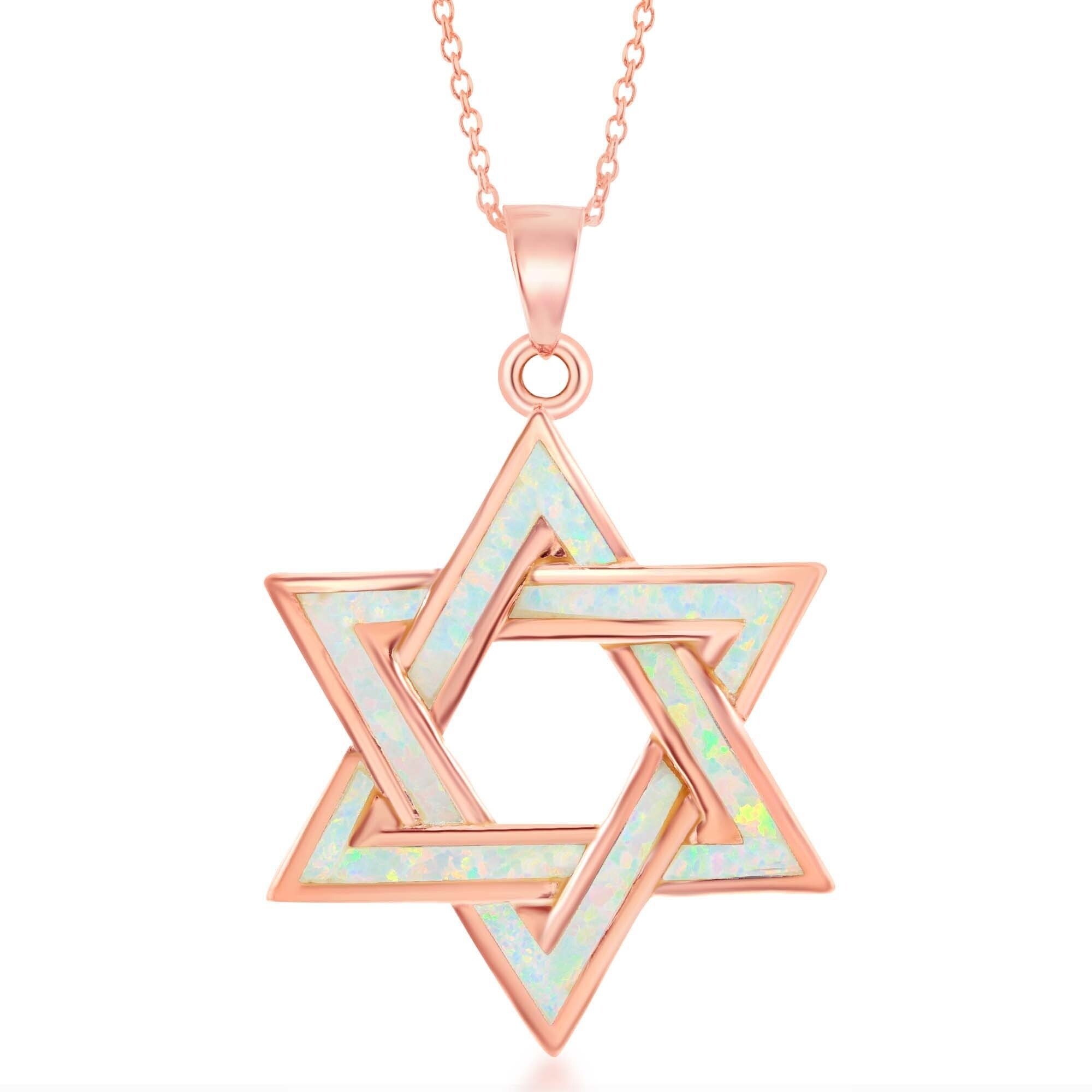 Rose Gold Star Of David Necklace Flash 