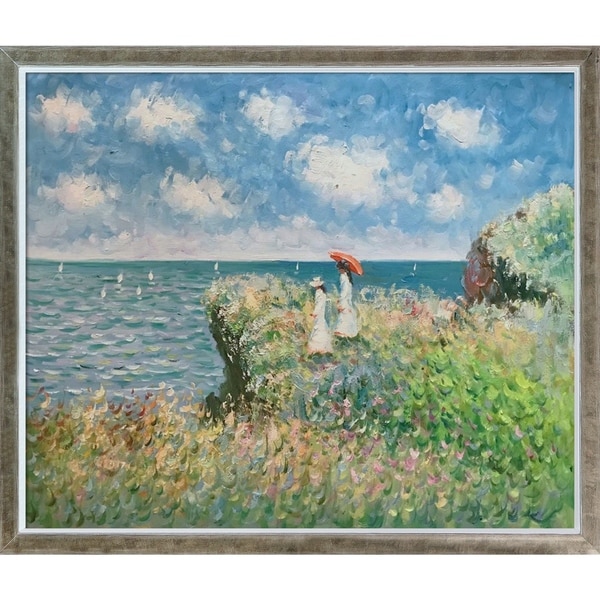 Claude Monet 'Cliff Walk At Pourville' Hand Painted Oil Reproduction