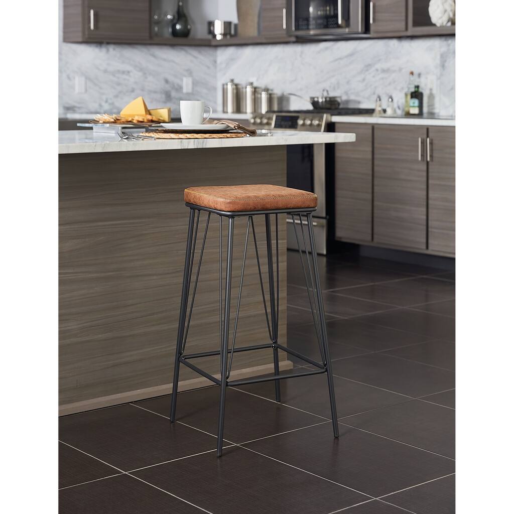 Strick & Bolton Eliane 30-inch Barstool with Gunmetal Base (Set of 2)