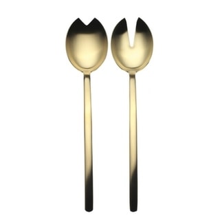 Stainless Steel w/PVD Titanium Coating Due Ice Oro Salad Servers (Fork and Spoon)