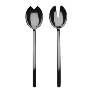 Stainless Steel w/PVD Titanium Coating Due Oro Nero Salad Servers (Fork and Spoon)