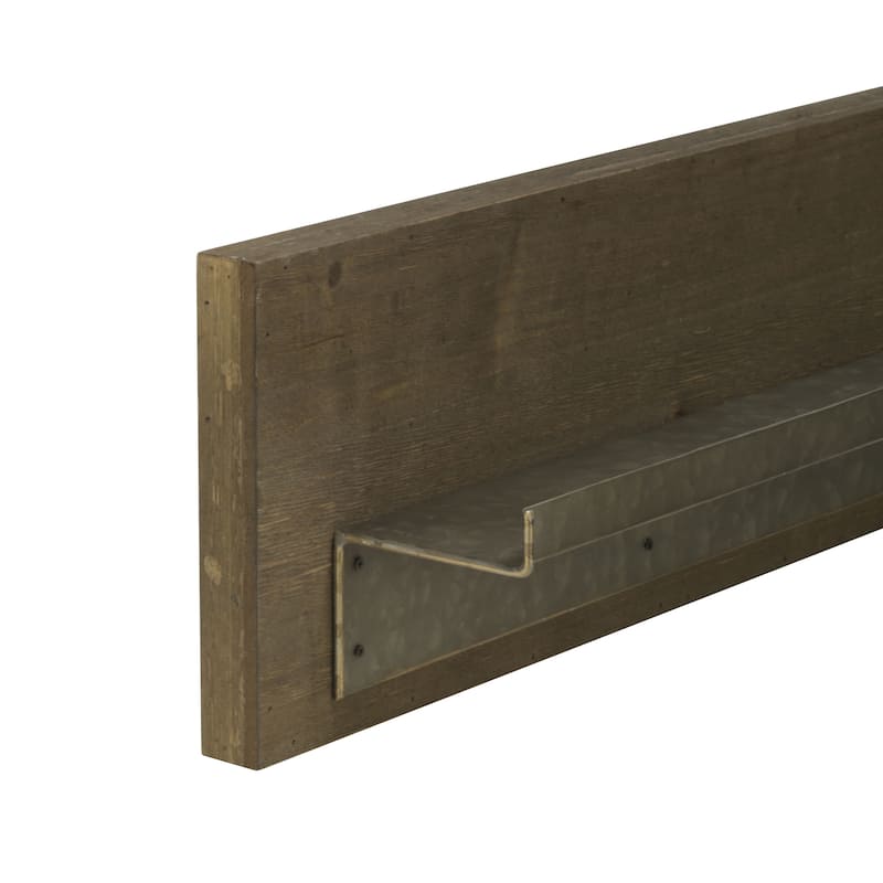 Wood Shelf with Metal Ledge - Set of 2