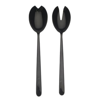 Stainless Steel w/PVD Titanium Coating Linea Oro Nero Salad Servers (Fork and Spoon)