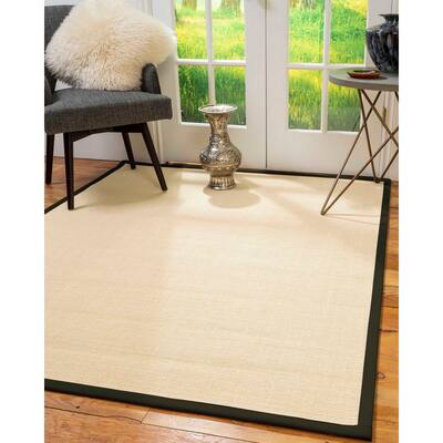 Natural Area Rugs 100%, Natural Fiber Handmade Deco, Cream Sisal Rug, Moss Border - 5' x 7'