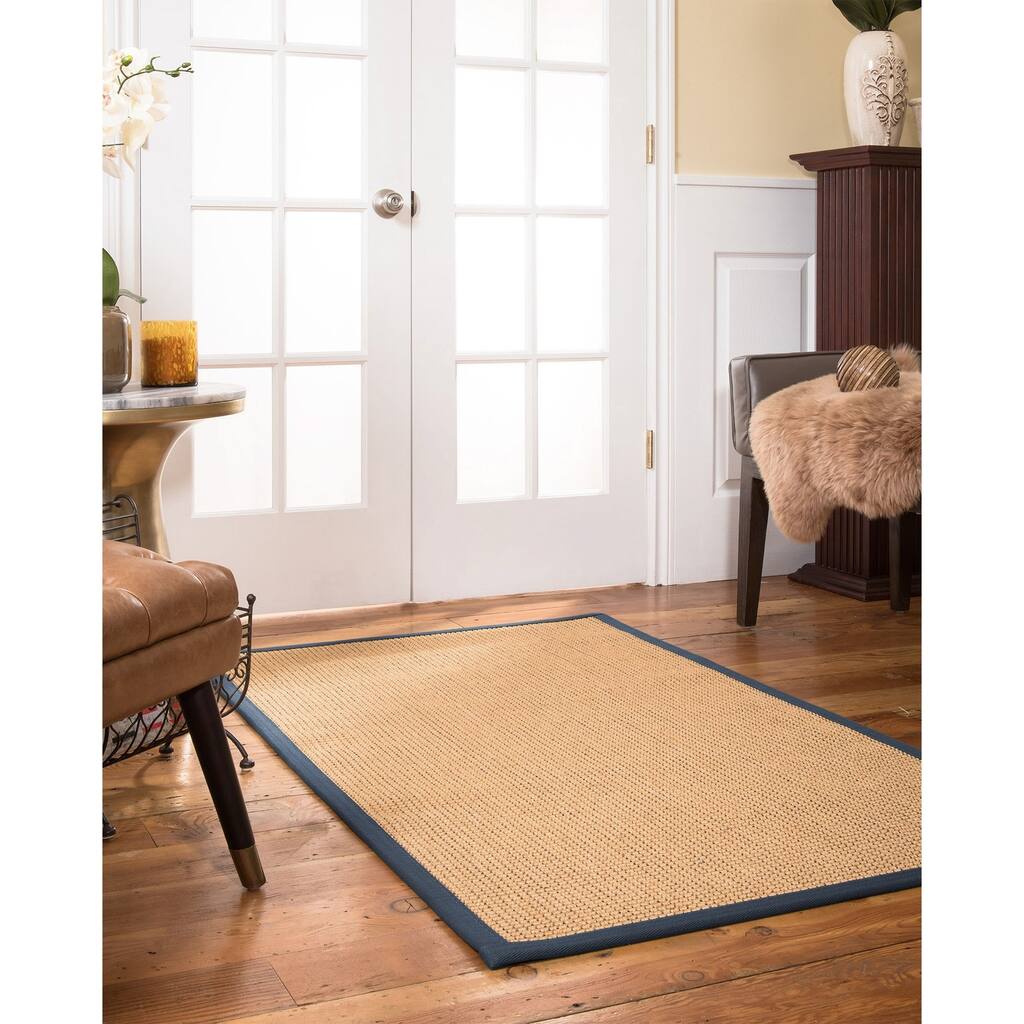 NaturalAreaRugs Dubai Custom Sisal Rug 5' x 7' Marine Border - 5' x 7'