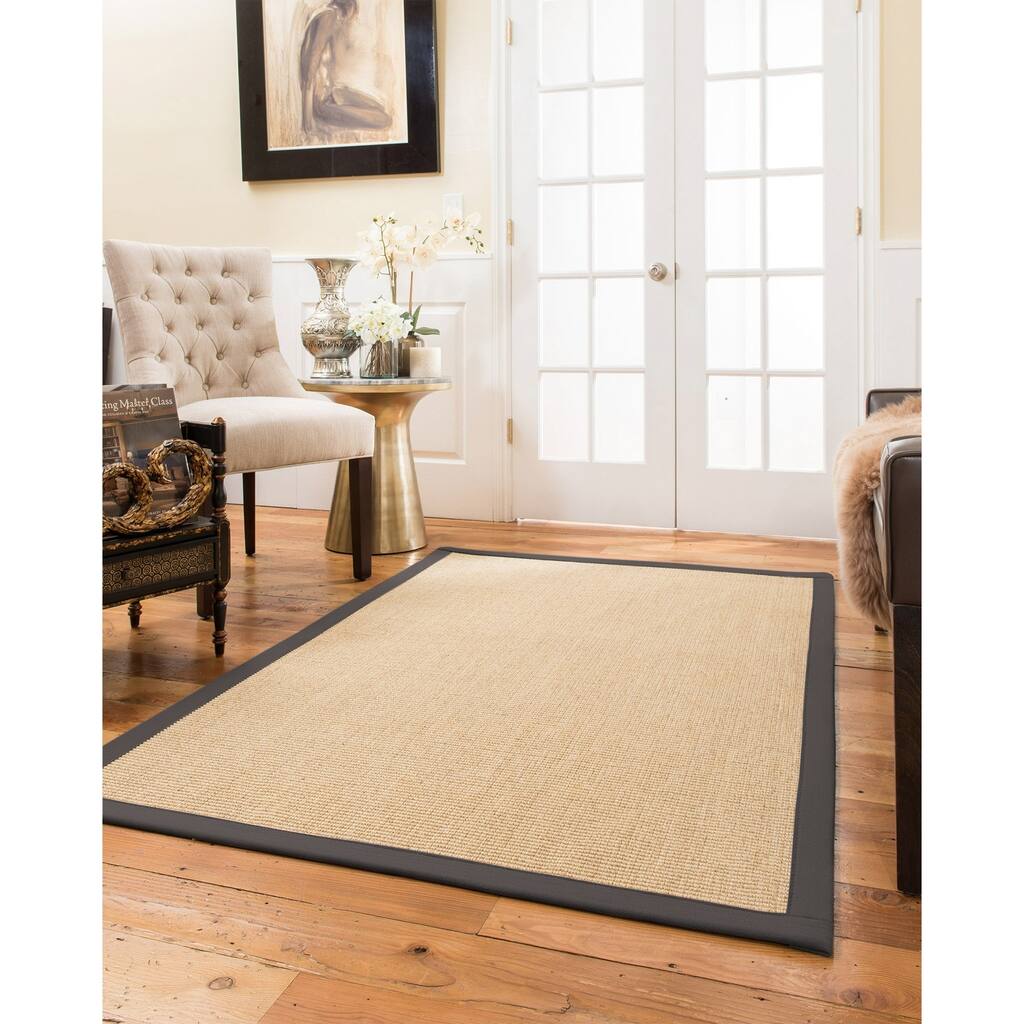 NaturalAreaRugs Largo Custom Sisal 5' x 7' Onyx Border - 5' x 7'