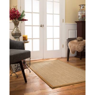 NaturalAreaRugs Costa Rica Custom Seagrass Rug 5' x 7' Khaki Border - 5' x 7'