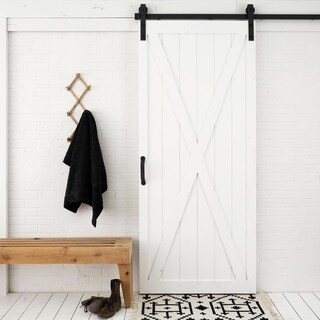 Shop White Half-X Oil Rubbed Bronze Barn Door with Arrow Sliding