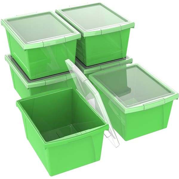 Storex 4 Gallon (15L) Classroom Storage Bin with Lid, 6-Pack - Bed