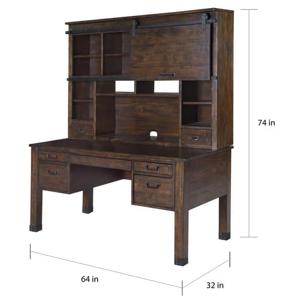 Shop Pine Hill Rustic Pine Secretary Desk With Hutch Free