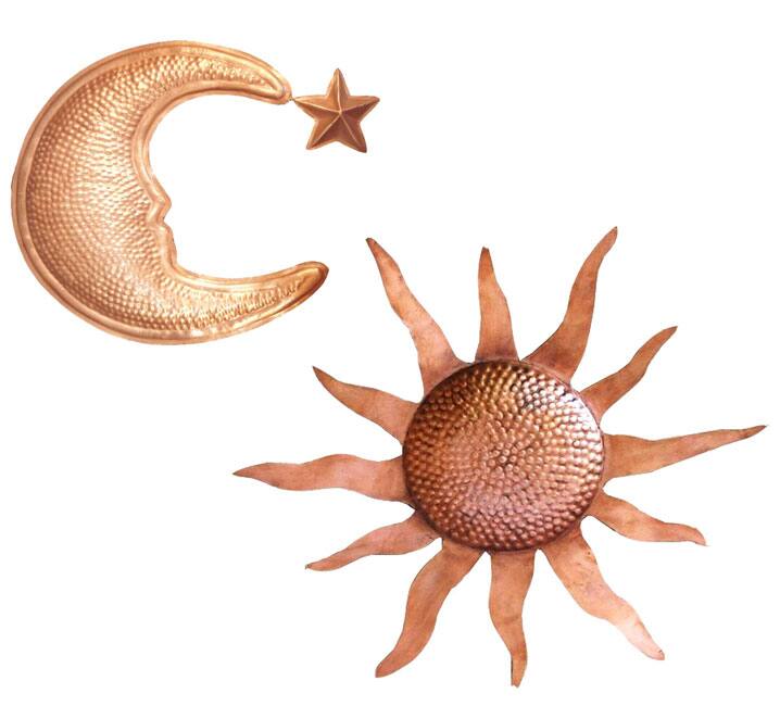 Copper-plated Celestial Wall Hangings (Set of 3)