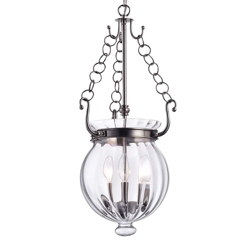 Horatius Nickel 3-Light Pendant with Clear Glass Shade