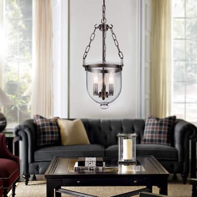 Torsten Black 3-Light Chandelier with Clear Glass Shade