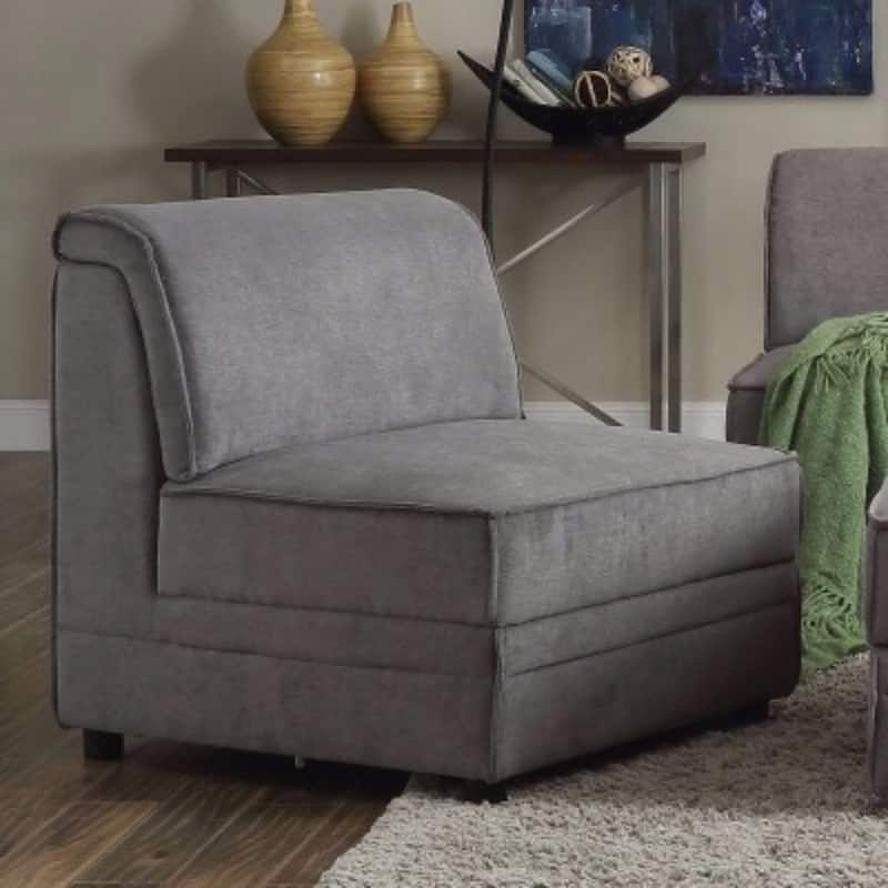 Bois Armless Chair (Reversible), Gray Velvet