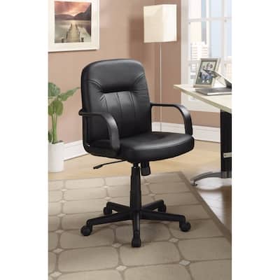 Medium Back Office Leather Chair, Black