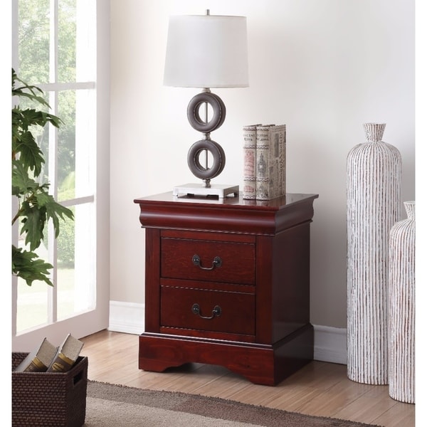 Traditional 2 Drawers wood Nightstand By Louis Philippe III, Brown