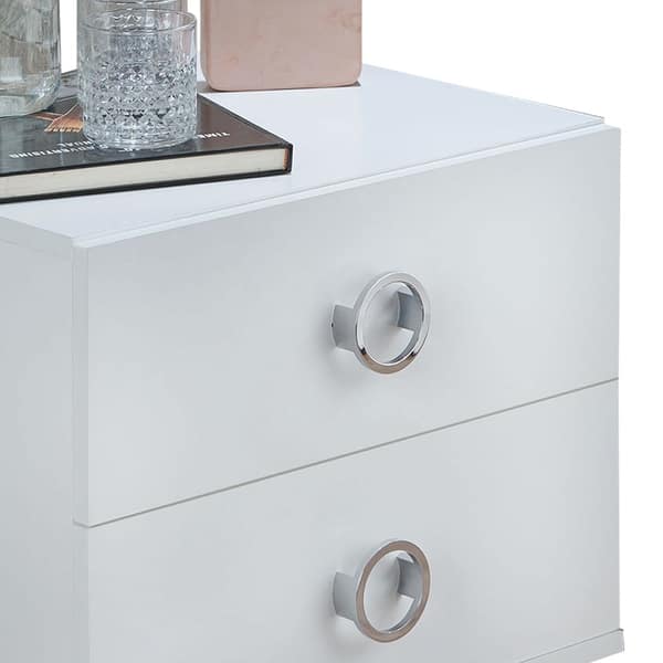 Shop Modern Style Wood Metal Nightstand By Elms White Chrome On Sale Overstock 21691644