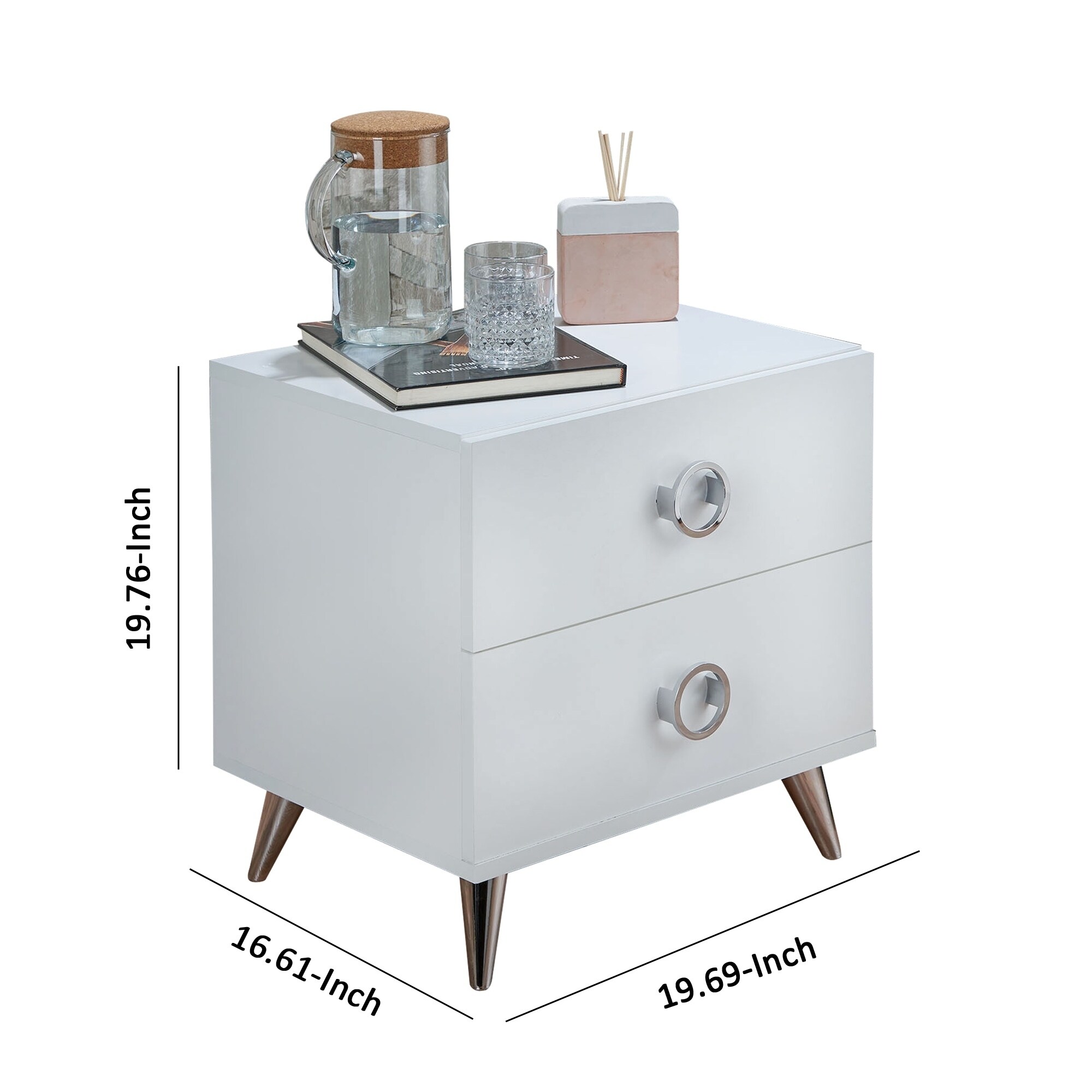 Shop Modern Style Wood Metal Nightstand By Elms White Chrome On Sale Overstock 21691644