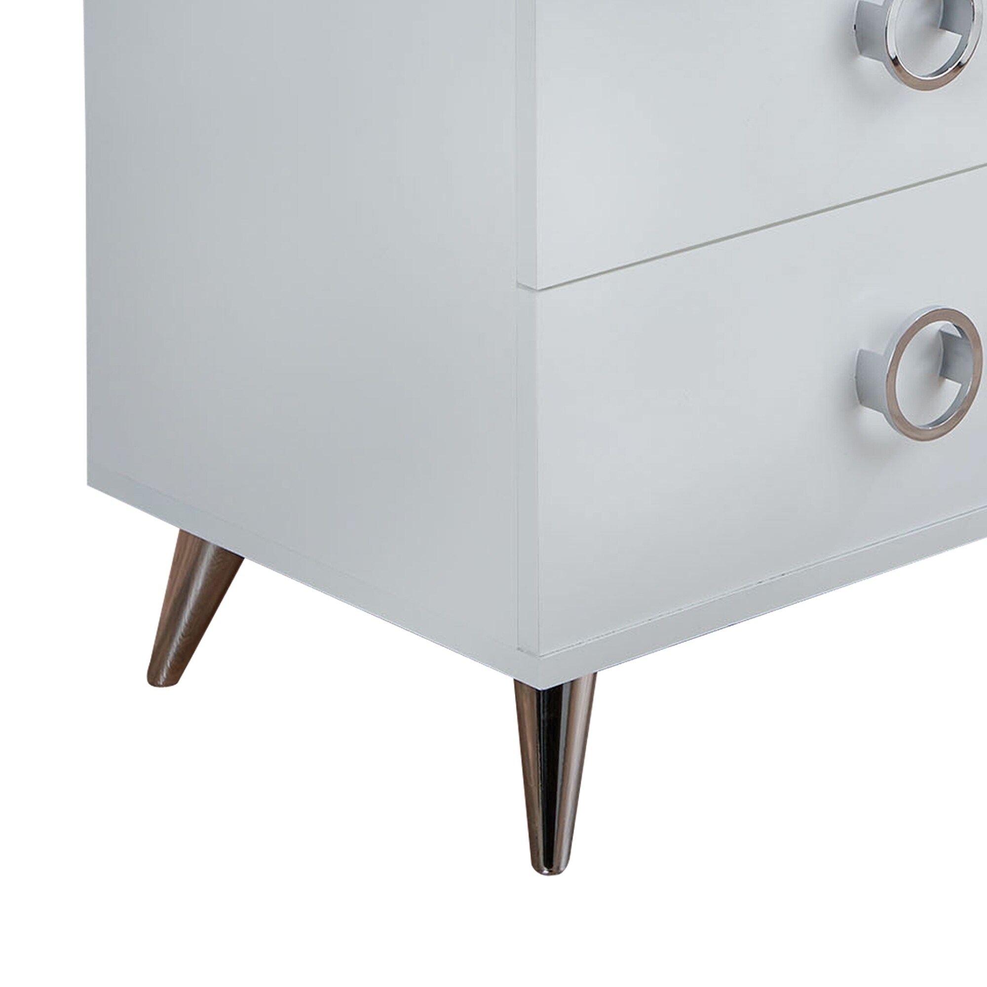 Shop Modern Style Wood Metal Nightstand By Elms White Chrome On Sale Overstock 21691644