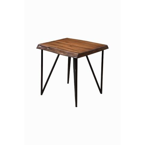 Solid Acacia Wood End/Lamp Table with Metal Legs Brown