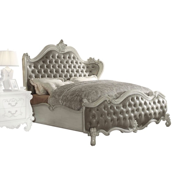 Acme Versailles Queen Bed Vintage Gray Pu Bone White 1set Acme Versailles Queen Bed Vintage Gray Pu Bone White 1set 3ctn