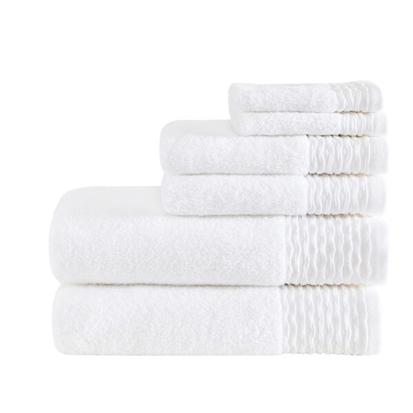 Madison Park Aer Jacquard Wavy Border Zero Twist Cotton Towel Set