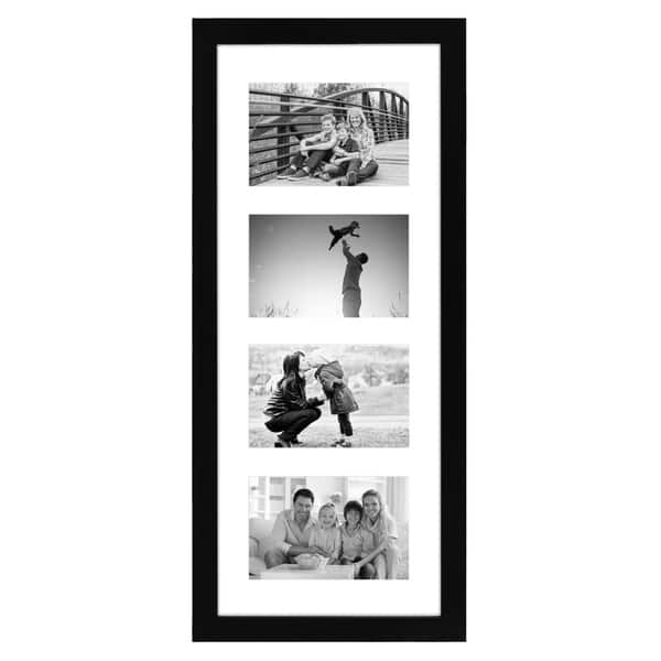 8x20 Distressed White Square Wood Picture Collage Frame for Four