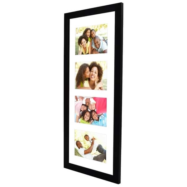 8x20 Collage Picture Frame with White Mat for Four 4x6 Photos Wall