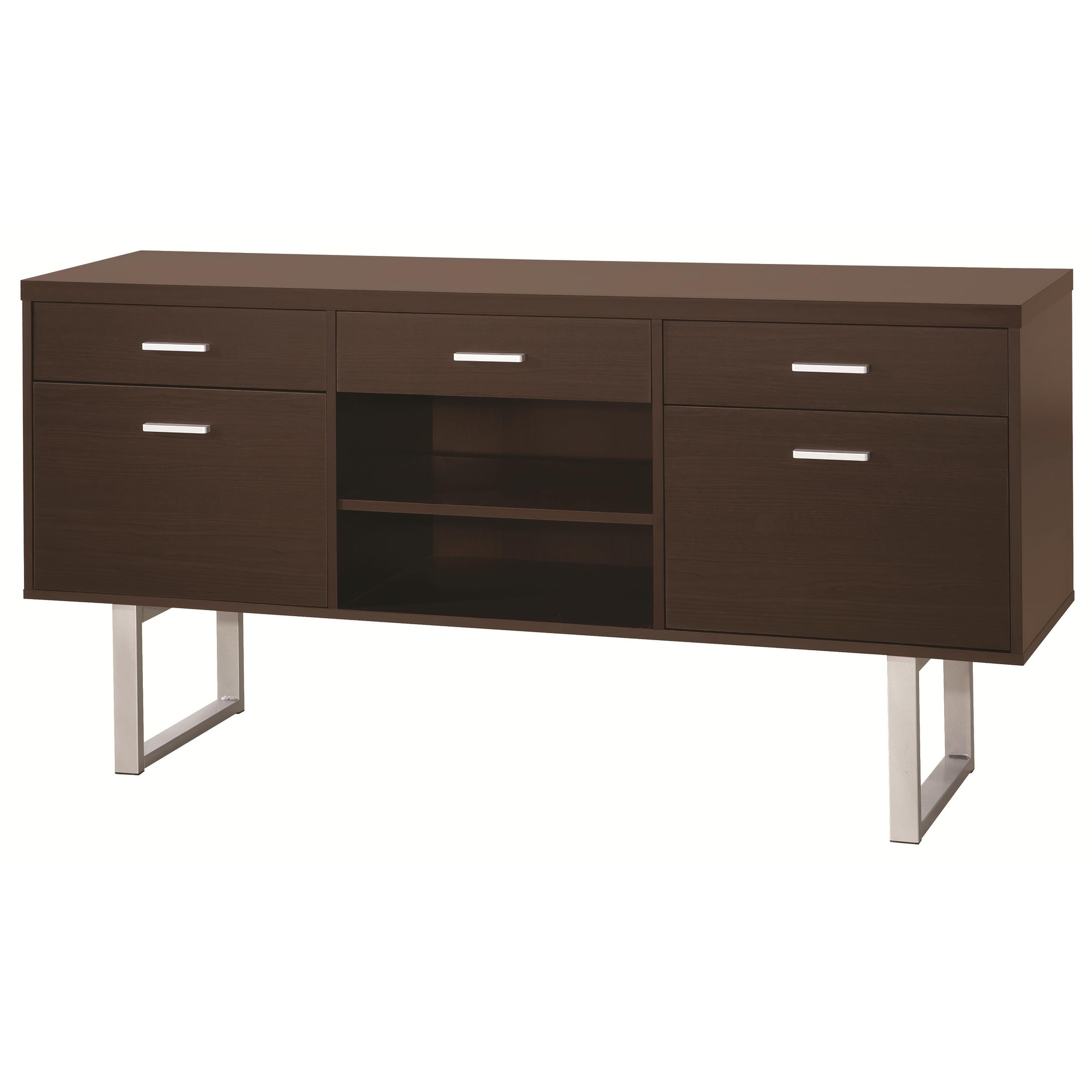 Shop Spacious 5 Drawer Credenza Desk Cappuccino Overstock