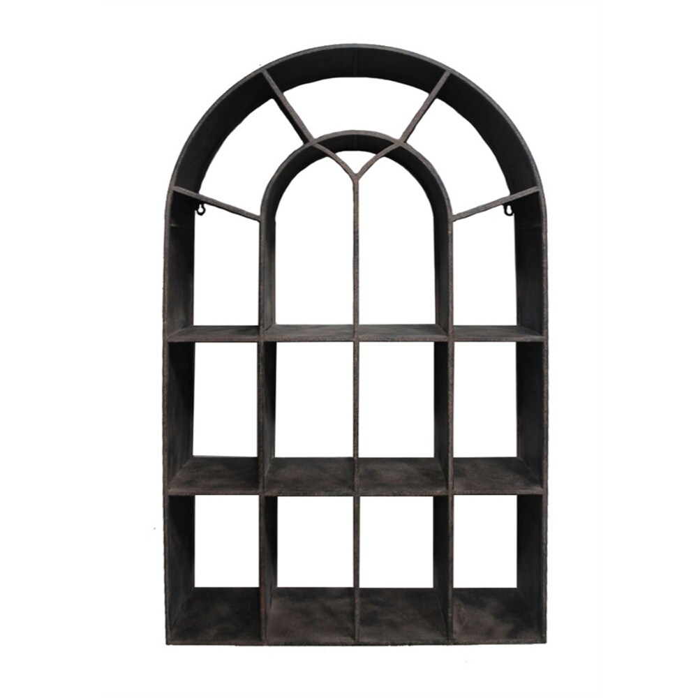 Shop Arched Window Styled Metal Wall Shelf Organizer Gray Overstock 21693021