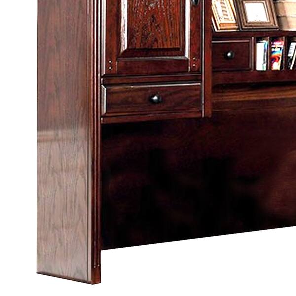 Shop Solid Wood Corner Desk Hutch With Side Door Cabinets Walnut