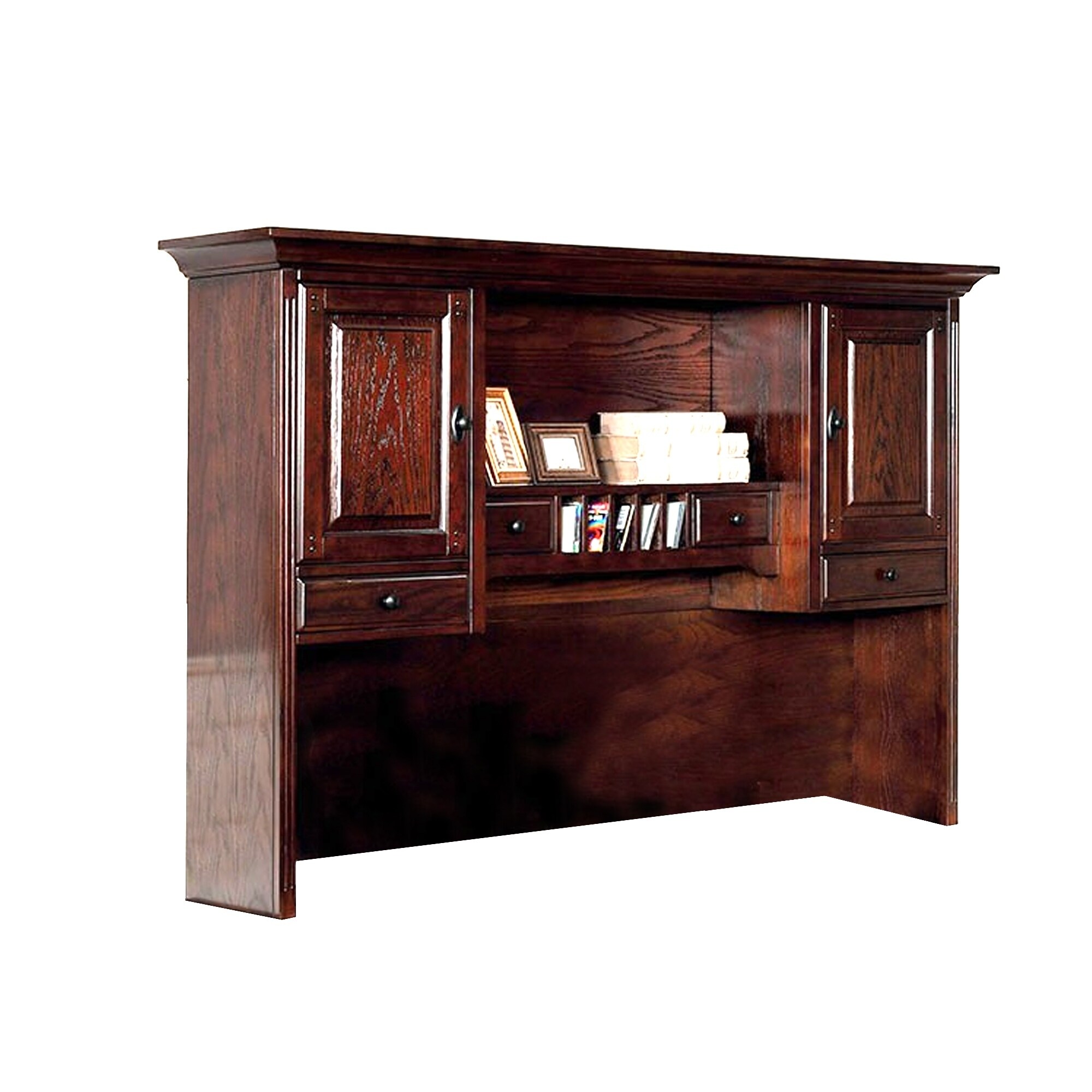Shop Solid Wood Corner Desk Hutch With Side Door Cabinets Walnut