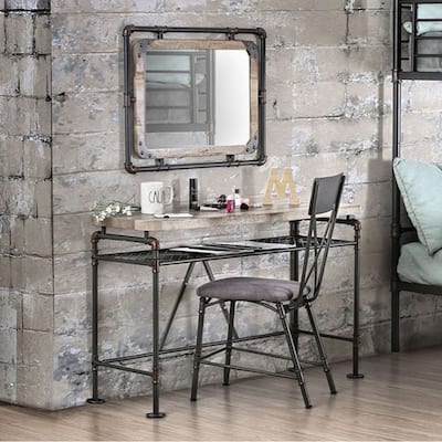 Mcalroy I Industrial Style Desk, Antique Black