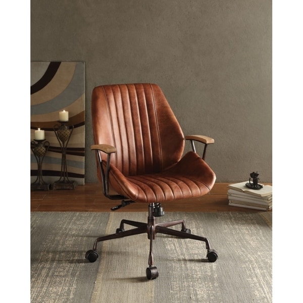 Shop Metal & Leather Executive Office Chair, Cocoa Brown - Free