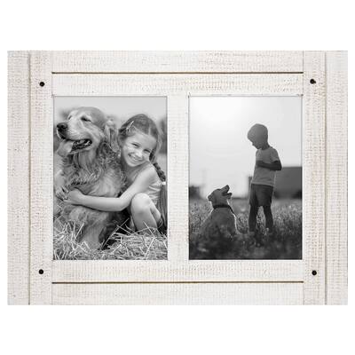 Americanflat 5x7 Double Picture Frame, Aspen White