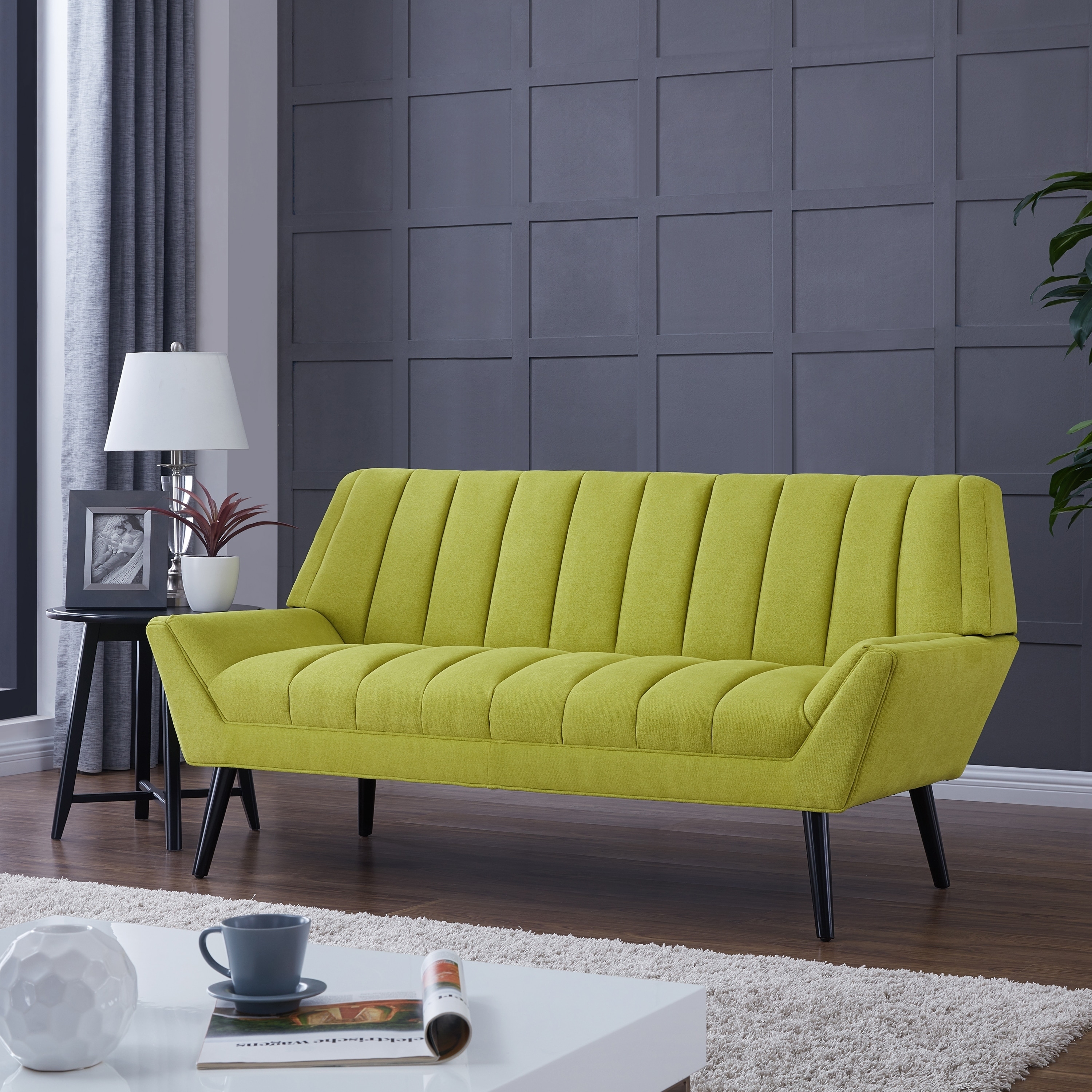 Shop Handy Living Rochelle Mid-Century Modern Green Velvet Sofa - Free