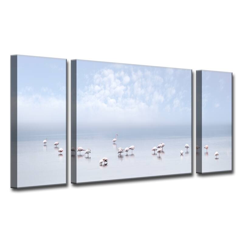 Ready2HangArt 'Flamingos I' 3-Pc Canvas Wall Décor Set - Blue