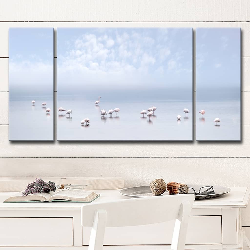 Ready2HangArt 'Flamingos I' 3-Pc Canvas Wall Décor Set - Blue