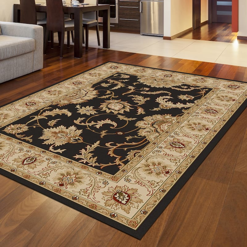 Admire Home Living Amalfi Traditional Floral Scroll Pattern Area Rug