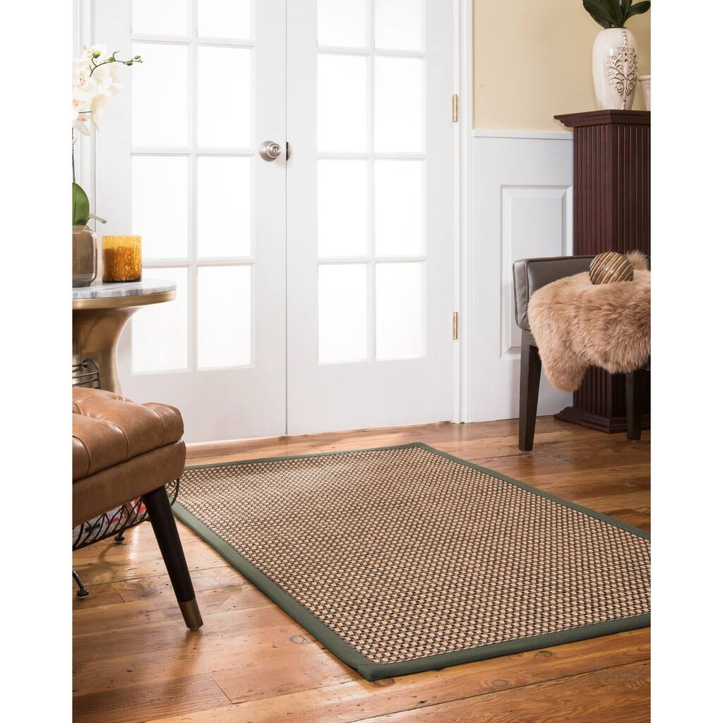 NaturalAreaRugs Seaside Custom Sisal Rug 5' x 7' Green Border - 5' x 7'