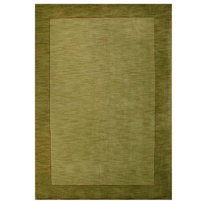 Hand-tufted Olive Green Border Wool Rug - 5' x 8'