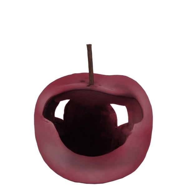 Urban Trends Ceramic Apple Figurine with Stem in Polished Chrome Finish, Large - Purple