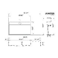 Juniper 36" Solid Surface Wall Mounted Sink - Left Basin