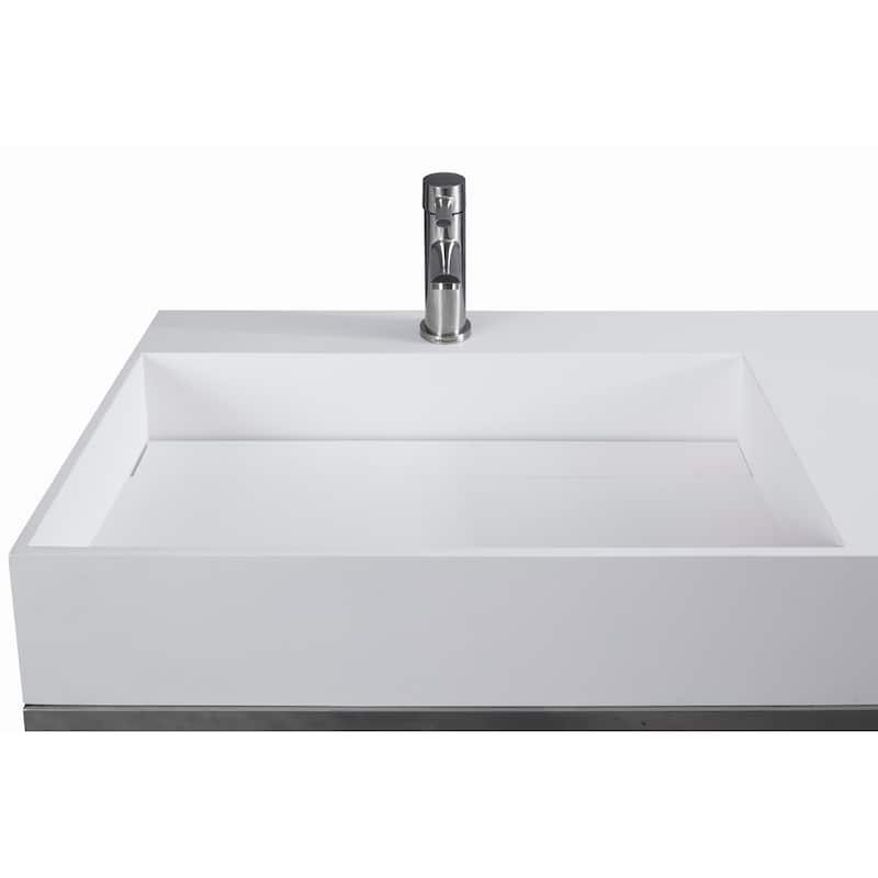 Juniper 36" Solid Surface Wall Mounted Sink - Left Basin